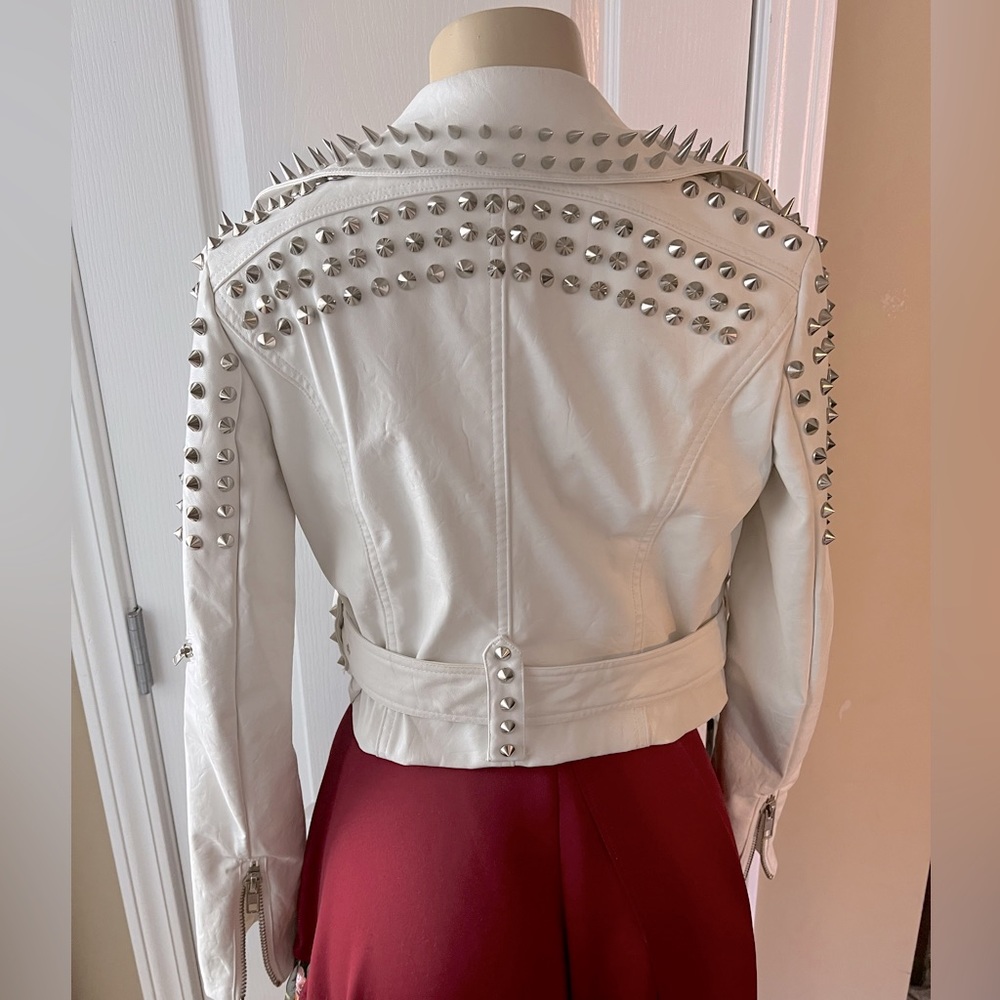 Vegan Leather Jacket ( White )
